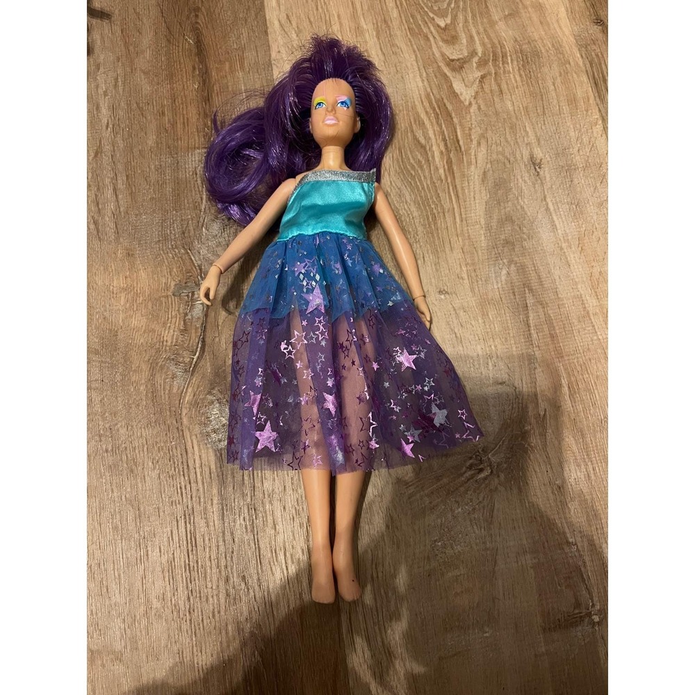Vintage 1985 Hasbro Jem and the Holograms Doll Purple Hair Star Dress 80s Toy